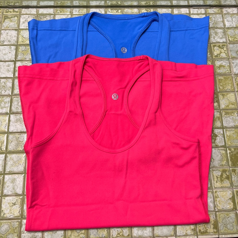 Lululemon Tank Tops set of 2 Blue Pink EUC